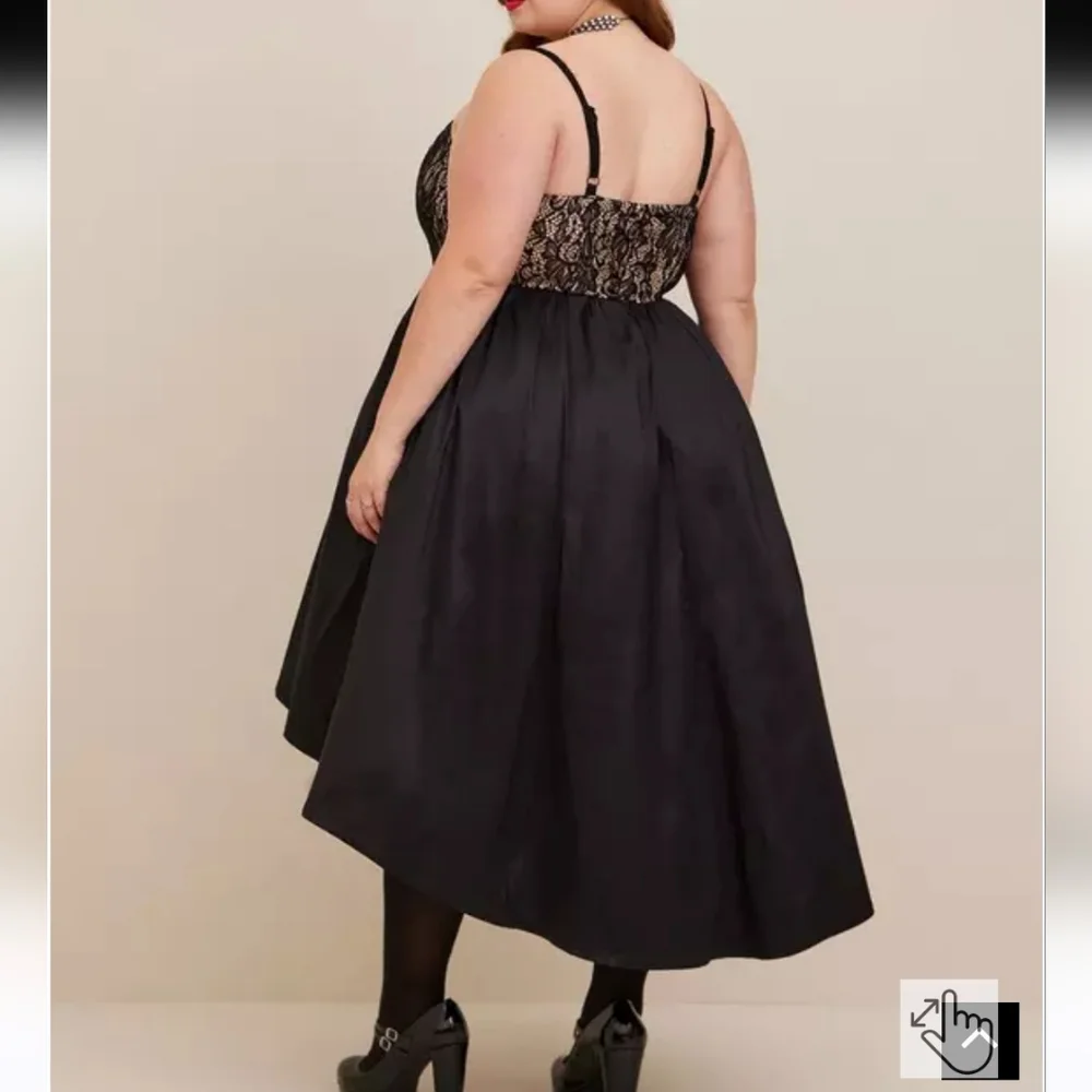 NWOT Torrid Maxi Ponte Sweetheart Neck Hi-Lo Elegant Black Lace Dress - Picture 2 of 7